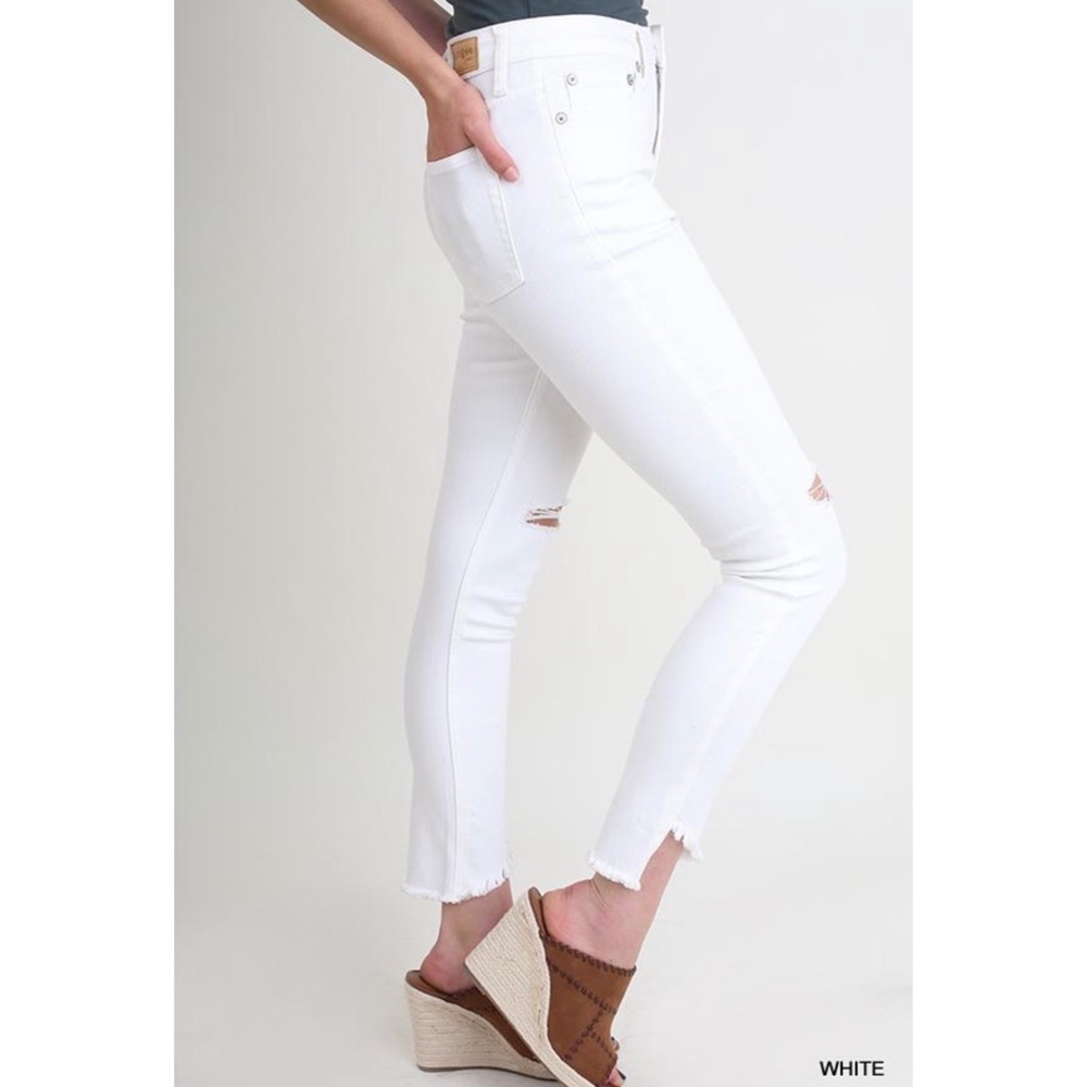 Sunny Distressed White Jeans - Picture 4 of 5